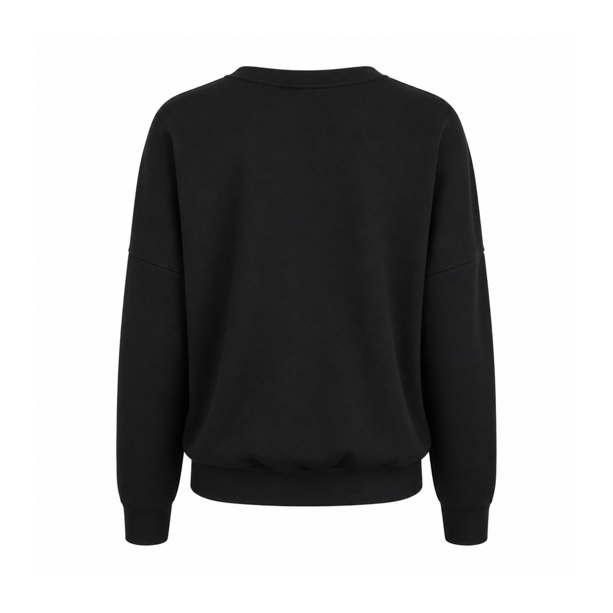 Back view of Be Fit women's Soft Touch Solid Long Sleeve Sweatshirt in Black. 
