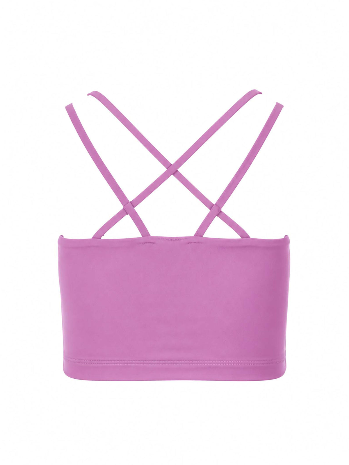 Back view of Be Fit women's Venice Cloud Light Criss Cross Sports Bra in Mulberry. 