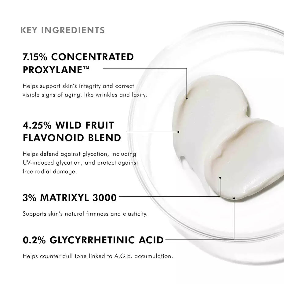SkinCeuticals A.G.E. Advanced Eye key ingredients including Proxylane, wild fruit flavonoids, Matrixyl 3000 and glycyrrhetinic acid.