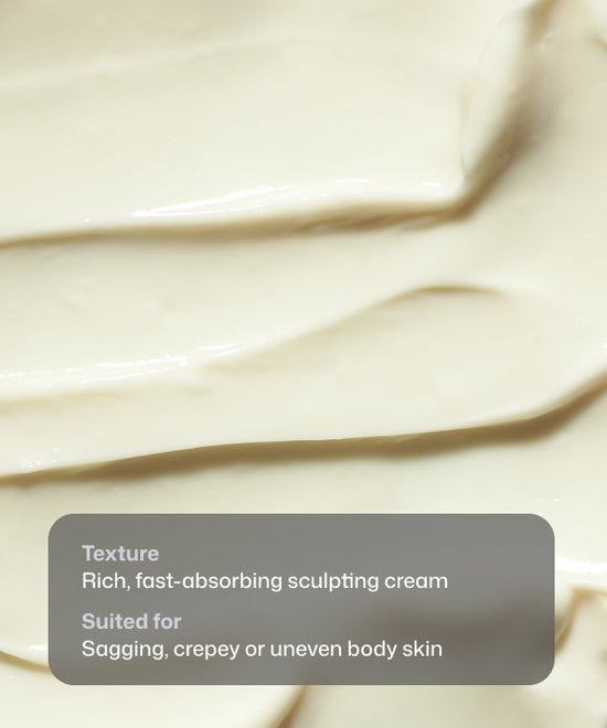 Close up swatch of rich, fast-absorbing Revision Skincare BodiContour sculpting cream suited for sagging, crepey or uneven body skin. 
