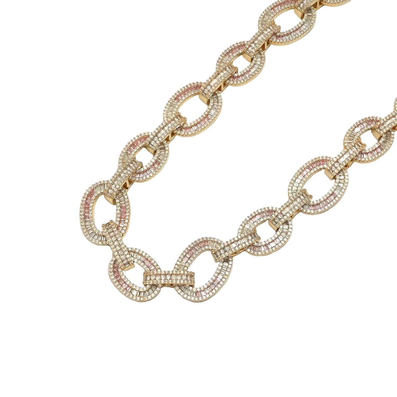 Simply Jewels gold-tone cable chain necklace with a baguette-cut cubic zirconia centerpiece.