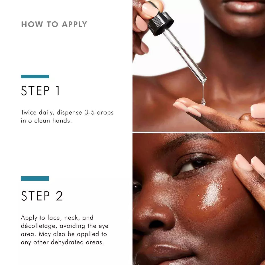 How to apply SkinCeuticals Hydrating B5 Gel with 3 to 5 drops to the face, neck and décolletage twice daily.