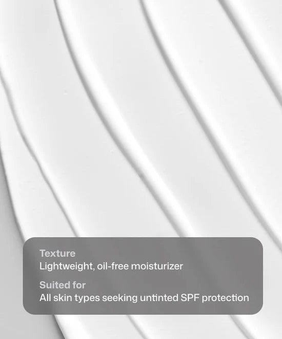 Close up swatch of lightweight, Revision Skincare Intellishade Clear Oil-Free SPF 50 moisturizer suited for all skin types seeking untinted SPF protection. 