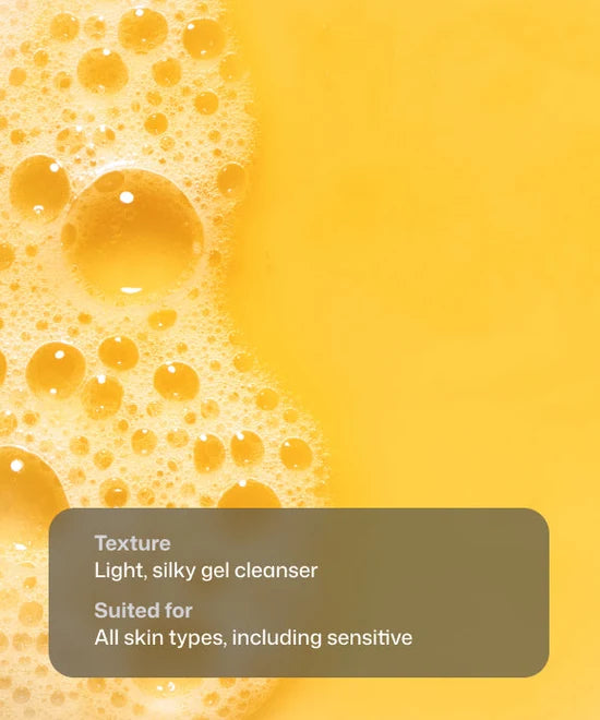 Close up of light, silky Revision Skincare Papaya Enzyme gel Cleanser suited for all skin types, including sensitive. 