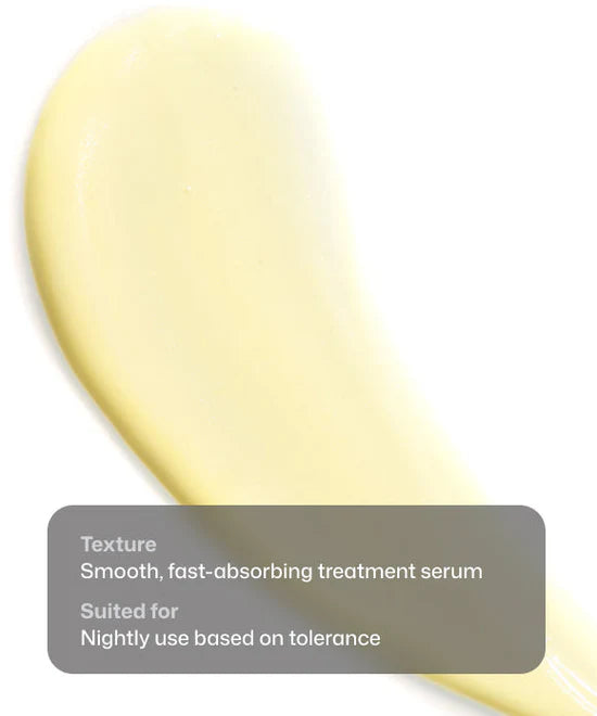 Close up swatch of smooth, fast-absorbing Revision Skincare Retinol Complete 0.5 treatment serum suited for nightly use based on tolerance. 