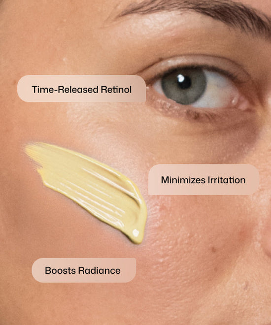Close up of woman applying Revision Skincare Retinol Complete with time-released retinol to minimize irritation and boost radiance. 
